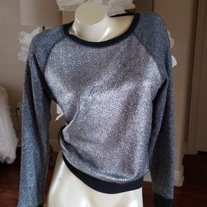 EXPRESS silver grey shiny sweatshirt XS